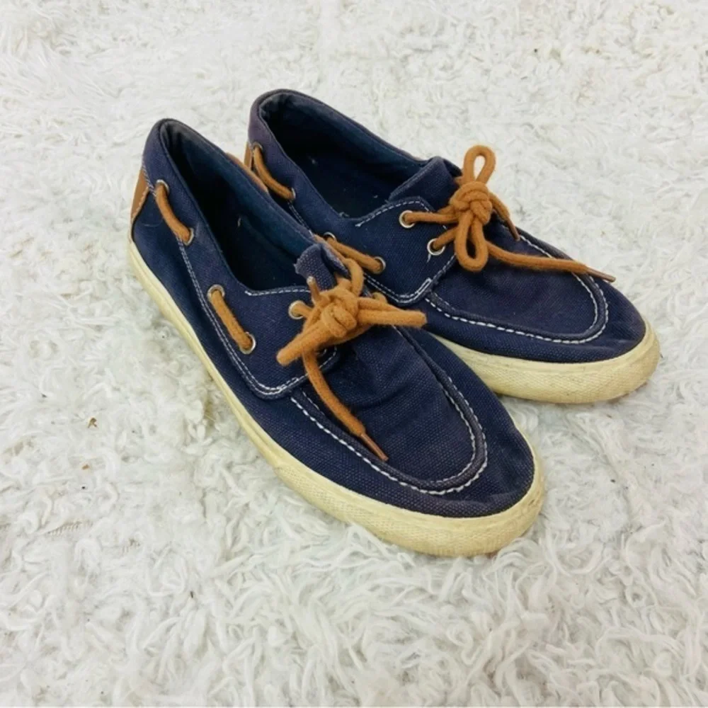Cat & Jack Navy Blue Canvas Boat Shoes size 4